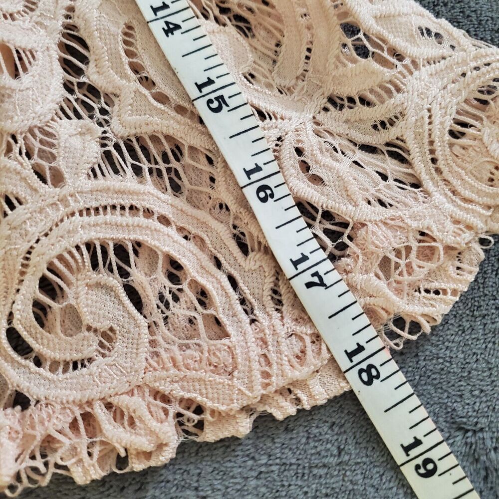 Adrianna Papell Size S Peplum Flounce Pink Lace Coquette Blouse Ruffled Feminine - Picture 12 of 12